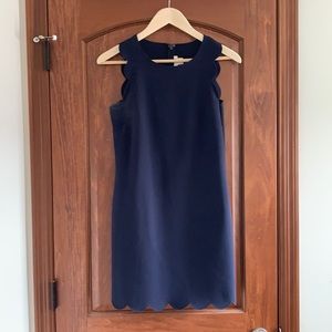 J crew blue navy scallop hem mini dress A3744